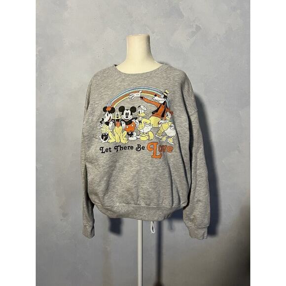 Disney Let There Be Love Rainbow Sweatshirt Pullover Grey Sz XL - Picture 2 of 8